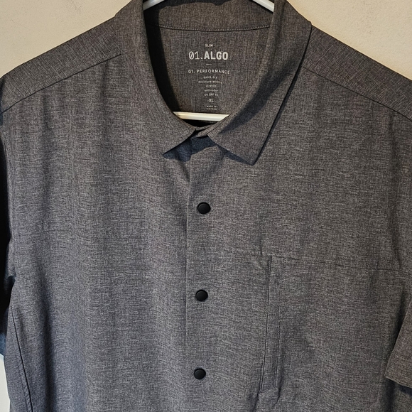 Algo Performance Stretch Snap Button Shirt - Grey - Size XL Slim Fit - Picture 2 of 7